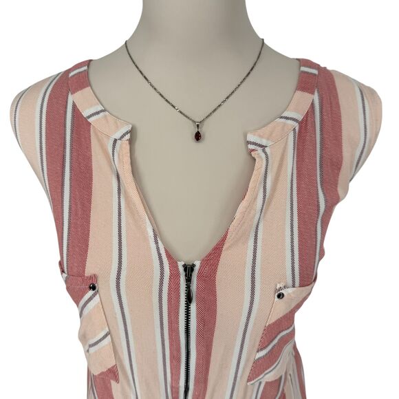 Torrid Mini Shirt Challis Dress 2X 18 20 Pink Stripe Zip Front Sleeveless READ - Picture 4 of 16